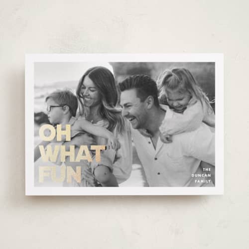 This is a snow foil pressed holiday cards with foil pressed by Maria Alou called holiday poster printing on recycled smooth signature in standard