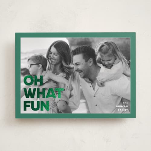 This is a wreath foil pressed holiday cards with foil pressed by Maria Alou called holiday poster printing on recycled smooth signature in standard