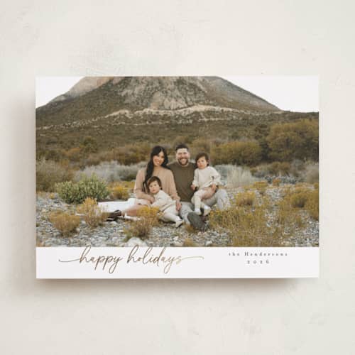 This is a snow foil pressed holiday cards with foil pressed by Christy Hy Lee called modernist printing on recycled smooth signature in standard