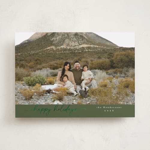 This is a forest foil pressed holiday cards with foil pressed by Christy Hy Lee called modernist printing on recycled smooth signature in standard