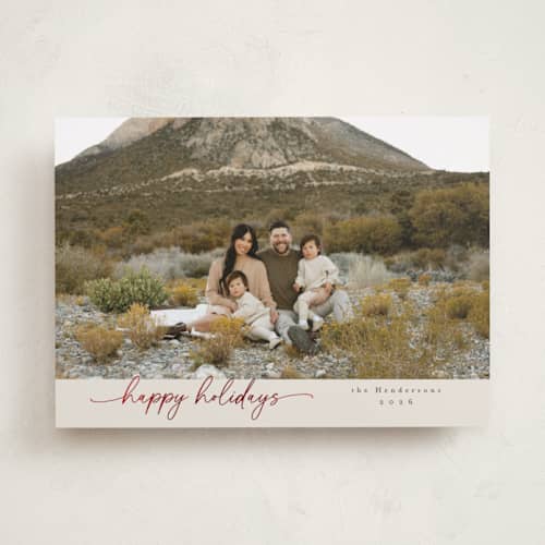 This is a sand foil pressed holiday cards with foil pressed by Christy Hy Lee called modernist printing on recycled smooth signature in standard