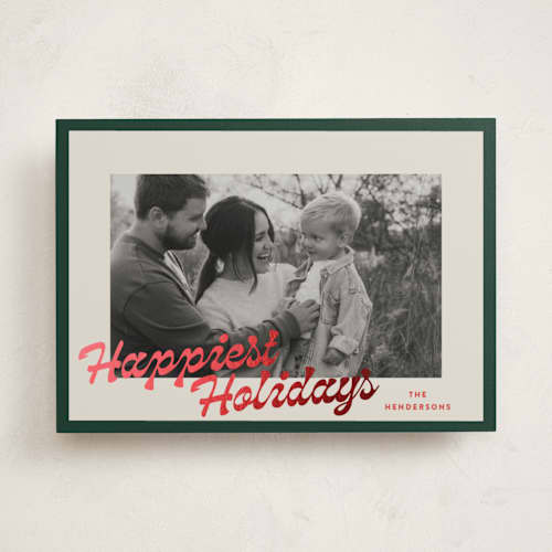 This is a evergreen foil pressed holiday cards with foil pressed by Carolyn Nicks called fancy pants printing on recycled smooth signature in standard
