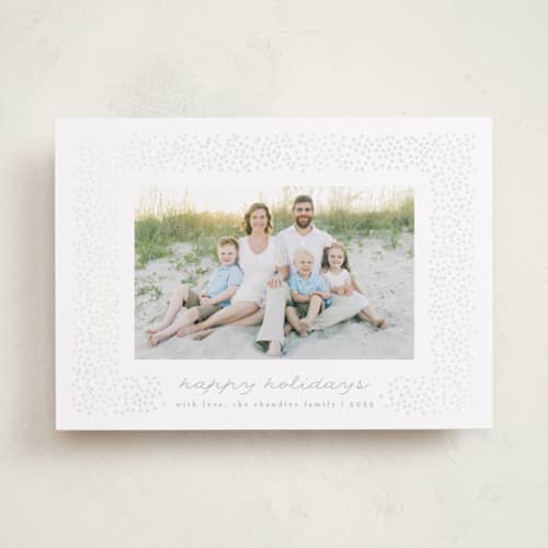 This is a snow gloss press holiday cards with gloss press by AK Graphics called festive sprinkles printing on recycled smooth signature in standard