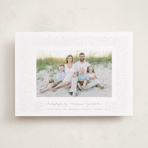 This is a snow gloss press holiday cards with gloss press by AK Graphics called festive sprinkles printing on recycled smooth signature in standard