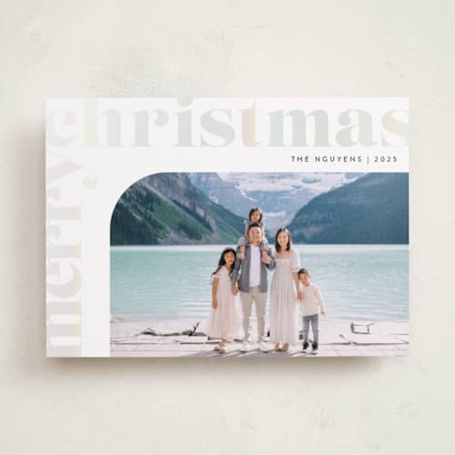 This is a dove gloss press holiday cards with gloss press by Carrie ONeal called holiday of joy printing on recycled smooth signature in standard