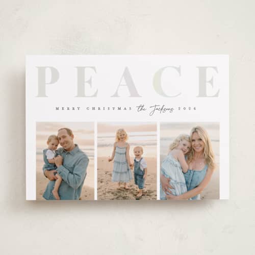 This is a dove gloss press holiday cards with gloss press by Snow and Ivy called ever present printing on recycled smooth signature in standard