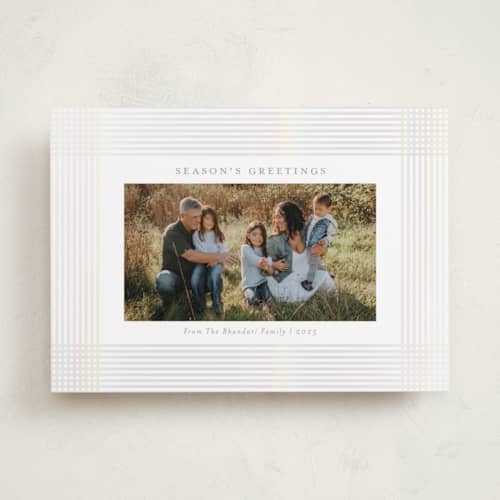 This is a pearl gloss press holiday cards with gloss press by Meggy Masters called holiday ribbon printing on recycled smooth signature in standard