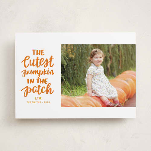 This is a pumpkin halloween party invitations cards with standard by Little Print Design called cutest pumpkin printing on recycled smooth signature in standard