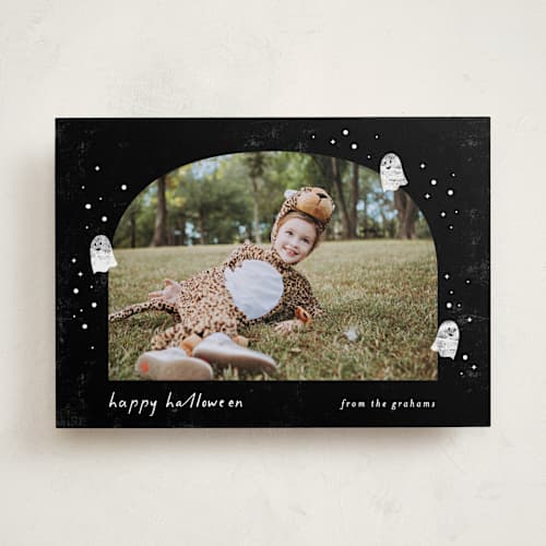 This is a graveyard halloween party invitations cards with standard by Pixel and Hank called ghostly printing on recycled smooth signature in standard
