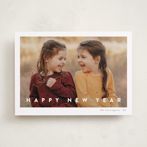 This is a snow new year photo cards with standard by chocomocacino called palomino printing on recycled smooth signature in standard
