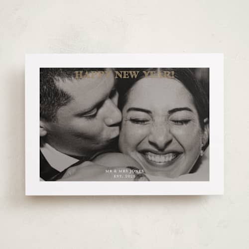 This is a caramel new year photo cards with standard by Annie Chan called white border printing on recycled smooth signature in standard