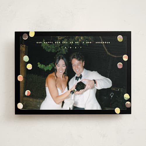This is a midnight new year photo cards with standard by Anastasia Makarova called our new era printing on recycled smooth signature in standard