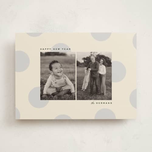 This is a mist new year photo cards with standard by Ellen Schlegelmilch called big polka printing on recycled smooth signature in standard