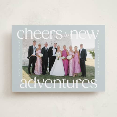 This is a ice new year photo cards with standard by Owl and Toad called cheers to new printing on recycled smooth signature in standard