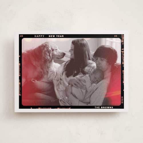 This is a mist new year photo cards with standard by Lissabeth Anglin called portra printing on recycled smooth signature in standard