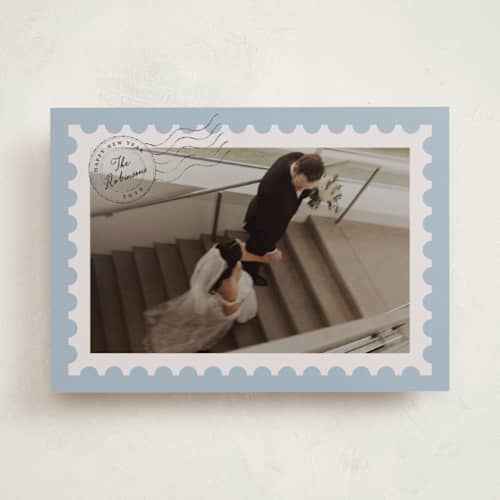 This is a ice cream new year photo cards with standard by Claudia Orengo called par avion printing on recycled smooth signature in standard