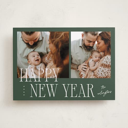 This is a fir new year photo cards with standard by Kelly Schmidt called two printing on recycled smooth signature in standard