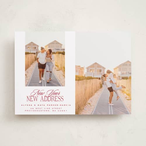 This is a candy cane new year photo cards with standard by Jenna Holcomb called new home duo printing on recycled smooth signature in standard