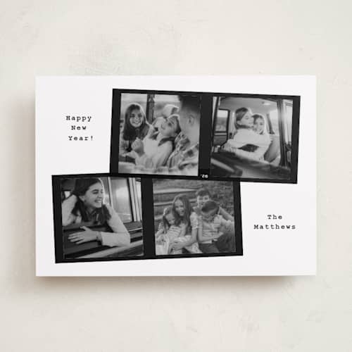 This is a snow new year photo cards with standard by Adelyn T. called 120 film printing on recycled smooth signature in standard