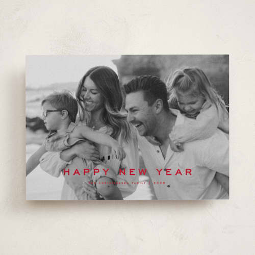This is a cranberry new year photo cards with standard by Wildfield Paper Co called olympus printing on recycled smooth signature in standard