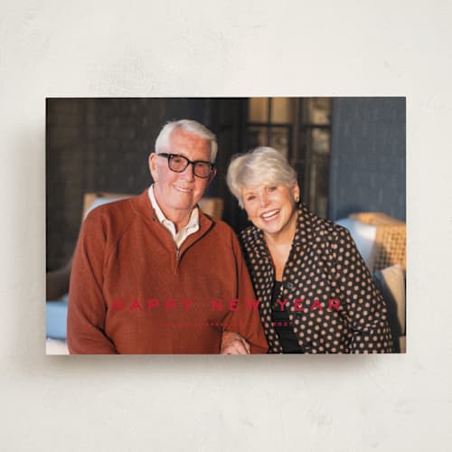 This is a cranberry new year photo cards with standard by Wildfield Paper Co called olympus printing on recycled smooth signature in standard