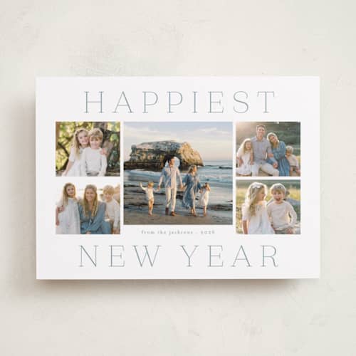 This is a frost new year photo cards with standard by Deynaaz Daraei called palinuro printing on recycled smooth signature in standard