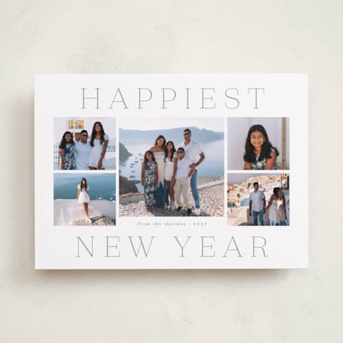 This is a frost new year photo cards with standard by Deynaaz Daraei called palinuro printing on recycled smooth signature in standard