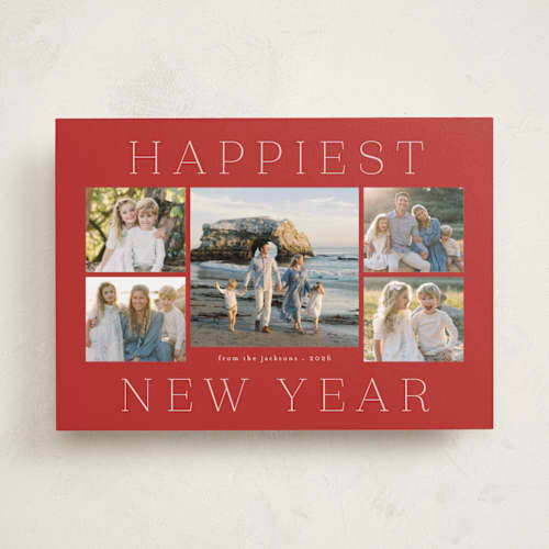 This is a santa suit new year photo cards with standard by Deynaaz Daraei called palinuro printing on recycled smooth signature in standard