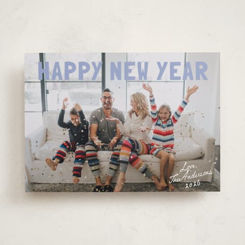 This is a frosted sky new year photo cards with standard by Cass Loh called boldly soft printing on recycled smooth signature in standard