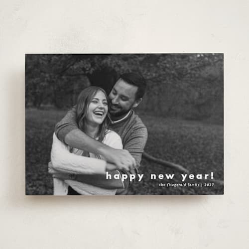 This is a snowball new year photo cards with standard by Jessica Williams called statement year printing on recycled smooth signature in standard