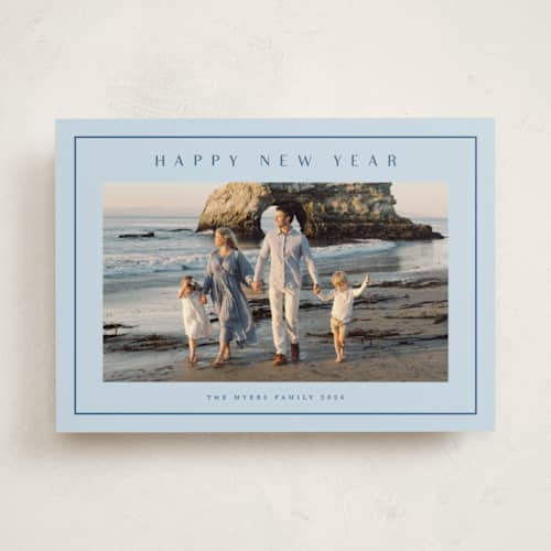 This is a ocean new year photo cards with standard by Stacey Meacham called preppy seaside printing on recycled smooth signature in standard