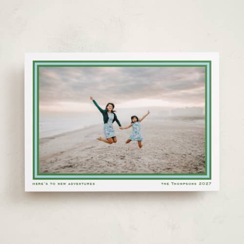 This is a grass new year photo cards with standard by Ashlee Townsend called preppy adventures printing on recycled smooth signature in standard