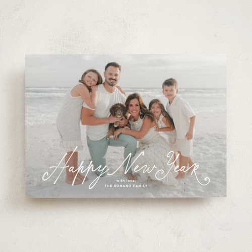 This is a ice new year photo cards with standard by Lea Delaveris called happily printing on recycled smooth signature in standard