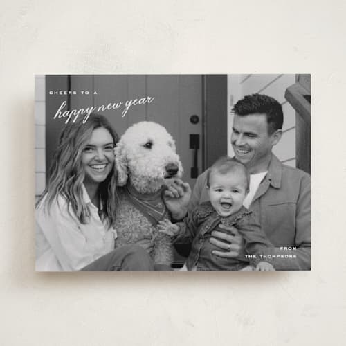 This is a snow new year photo cards with standard by Amy Kross called upward printing on recycled smooth signature in standard