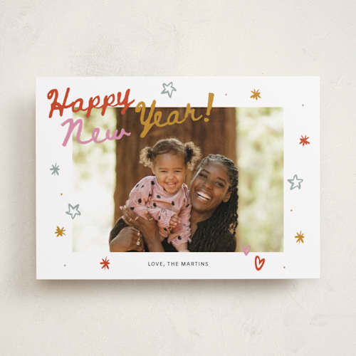 This is a confetti new year photo cards with standard by Ani Somi called everything confetti printing on recycled smooth signature in standard