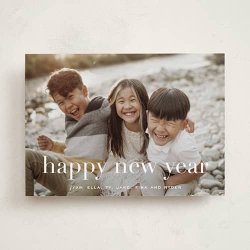This is a snow new year photo cards with standard by Sara Hicks Malone called acklen printing on recycled smooth signature in standard