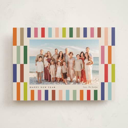 This is a creme new year photo cards with standard by chocomocacino called pabassinas printing on recycled smooth signature in standard