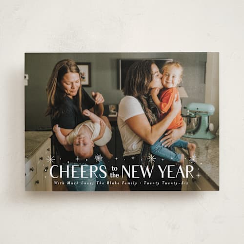 This is a alabaster new year photo cards with standard by Susan Asbill called effervescent printing on recycled smooth signature in standard