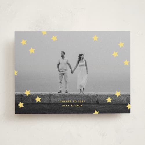 This is a citrus new year photo cards with standard by Ellen Schlegelmilch called spangled printing on recycled smooth signature in standard