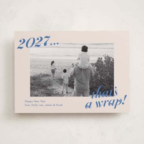 This is a lake new year photo cards with standard by Megan Davis called wrapped up printing on recycled smooth signature in standard