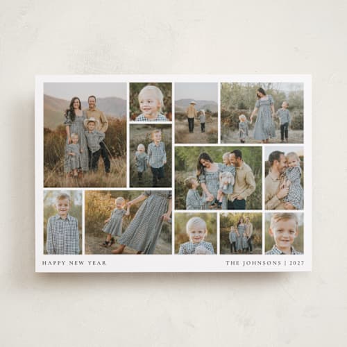 This is a snow new year photo cards with standard by Meggy Masters called photomontage printing on recycled smooth signature in standard