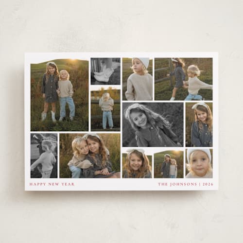 This is a cardinal new year photo cards with standard by Meggy Masters called photomontage printing on recycled smooth signature in standard