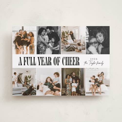 This is a midnight new year photo cards with standard by Alethea and Ruth called slideshow lineup printing on recycled smooth signature in standard