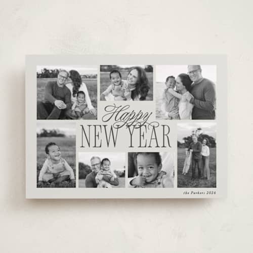 This is a fog new year photo cards with standard by Brianne Larsen called surround printing on recycled smooth signature in standard