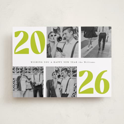 This is a lime new year photo cards with standard by Baumbirdy called bold newyear printing on recycled smooth signature in standard