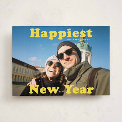 This is a halo new year photo cards with standard by Creo Study called bold greeting printing on recycled smooth signature in standard