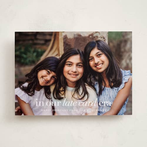 This is a cloud new year photo cards with standard by Sara Hicks Malone called late card era printing on recycled smooth signature in standard