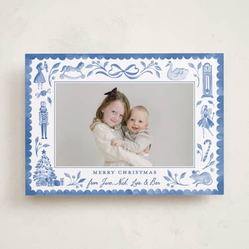This is a spring lake holiday photo cards with standard by Sarah Knight called the nutcracker printing on recycled smooth signature in standard