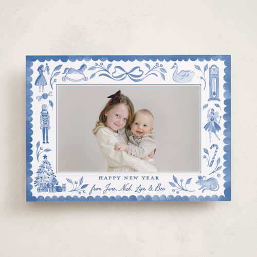 This is a spring lake holiday photo cards with standard by Sarah Knight called the nutcracker printing on recycled smooth signature in standard