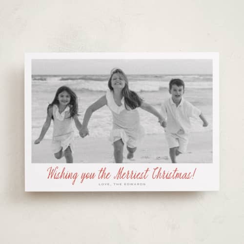 This is a scarlet holiday photo cards with standard by Carolyn MacLaren called merry fun printing on recycled smooth signature in standard